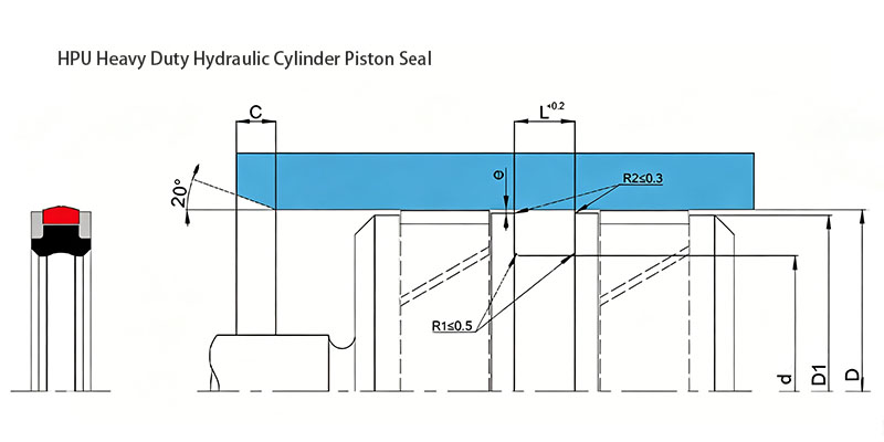 HPU Heavy Duty Hydraulic Cylinder Piston Seal HPU Heavy Duty Hydraulic Cylinder Piston Seal
